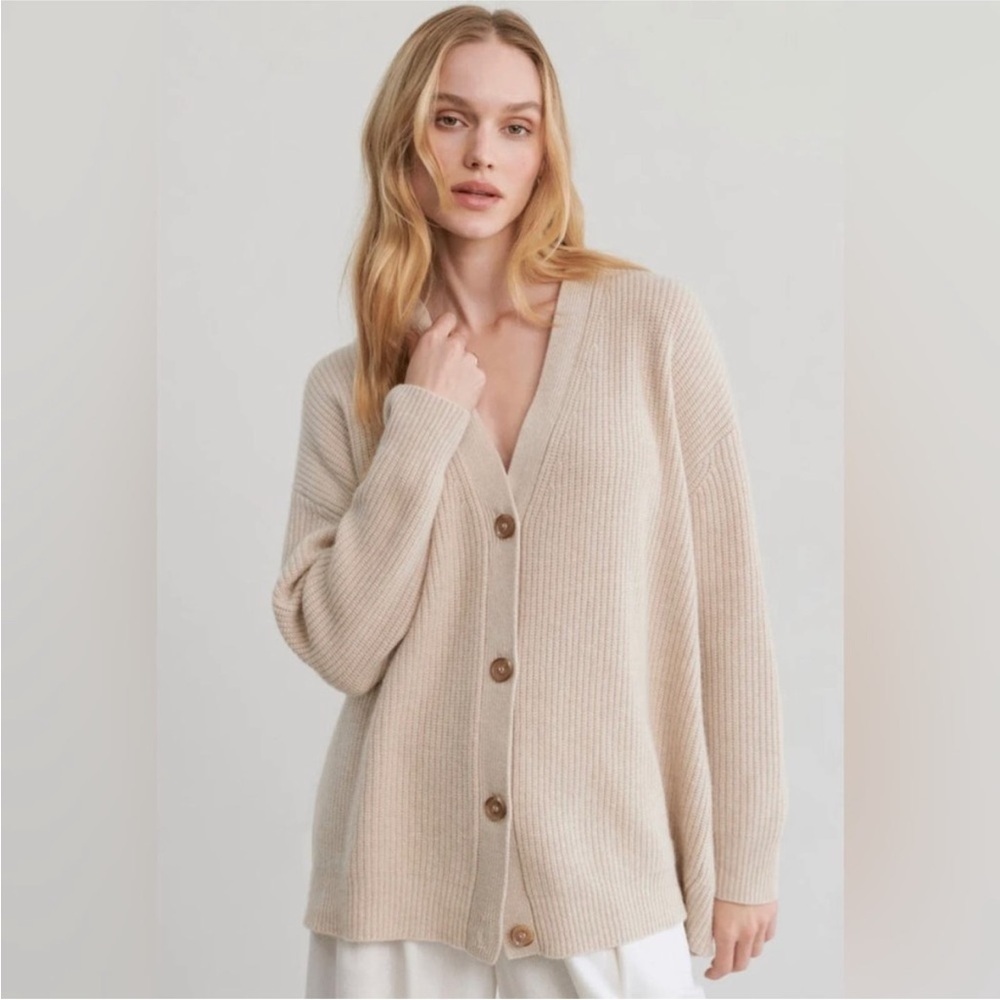 Jenni Kayne 100% Mongolian cashmere cocoon cardigan oatmeal S NWOT - Picture 2 of 11